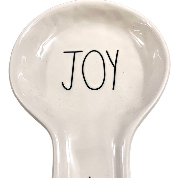 New Rae Dunn Spoon Rest “Joy” with Watercolor Colorful Christmas Trees - Picture 2 of 4
